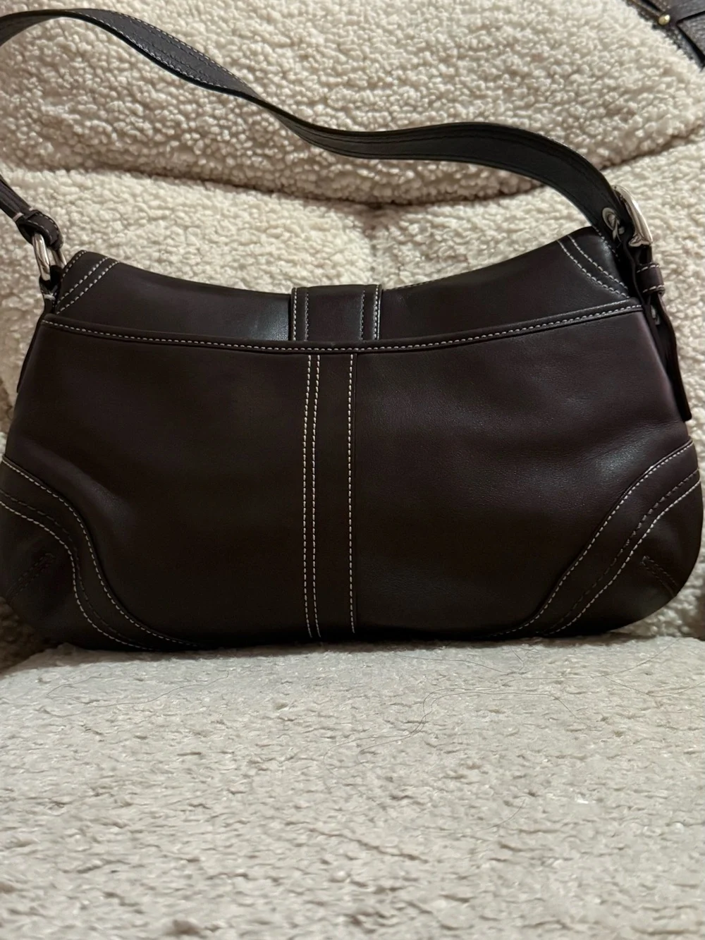 Coach Dark Brown Leather Shoulder Bag with Matching Wallet